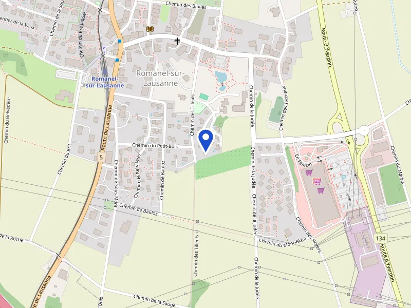 Plan d'accès : Chemin des Tilleuls 23, 1032 Romanel-sur-Lausanne